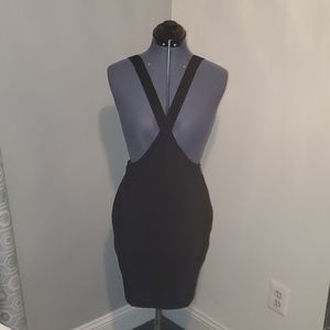 Nasty Gal black high-waisted skirt w/suspenders